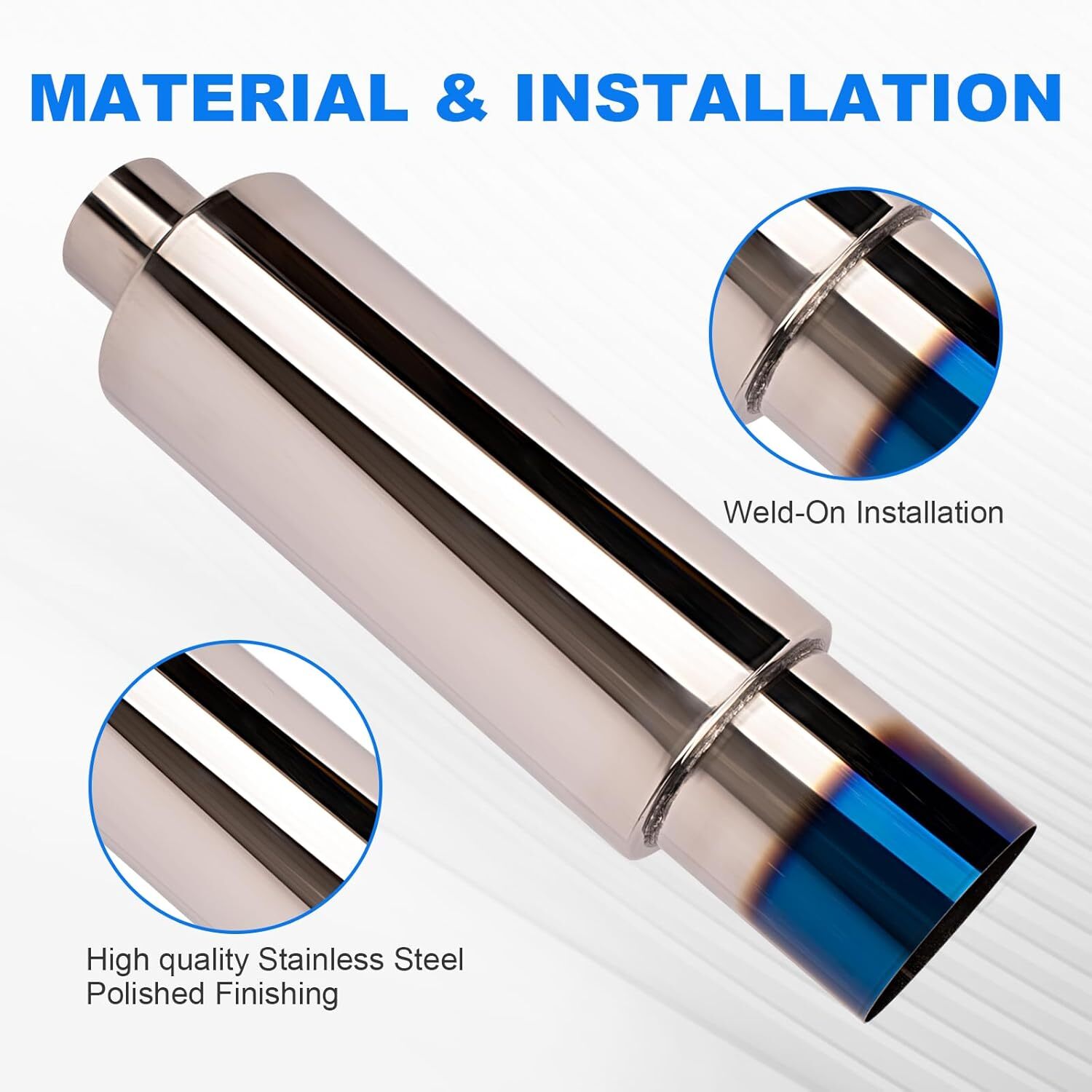 2.5 Inch Inlet 4.0 Inch Outlet Exhaust Muffler 2.5″ to 4.0″ Universal 18.5″