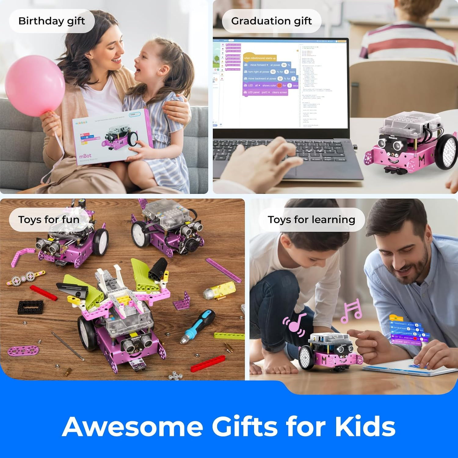 Mbot Robot Kit, STEM Projects for Kids Ages 8-12 Learn to Code with Scratch Ardu