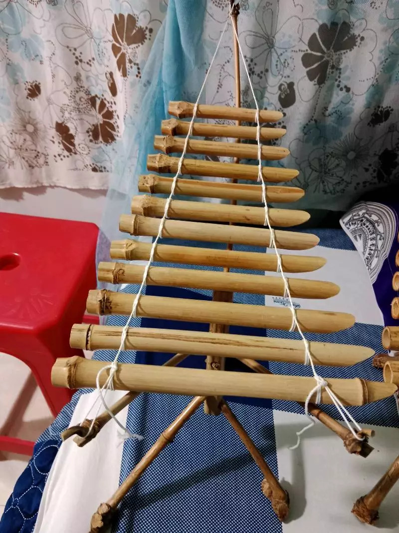 Mini T’rưng Bamboo Instrument Vietnam for Children & Desks or Decorative Shelves