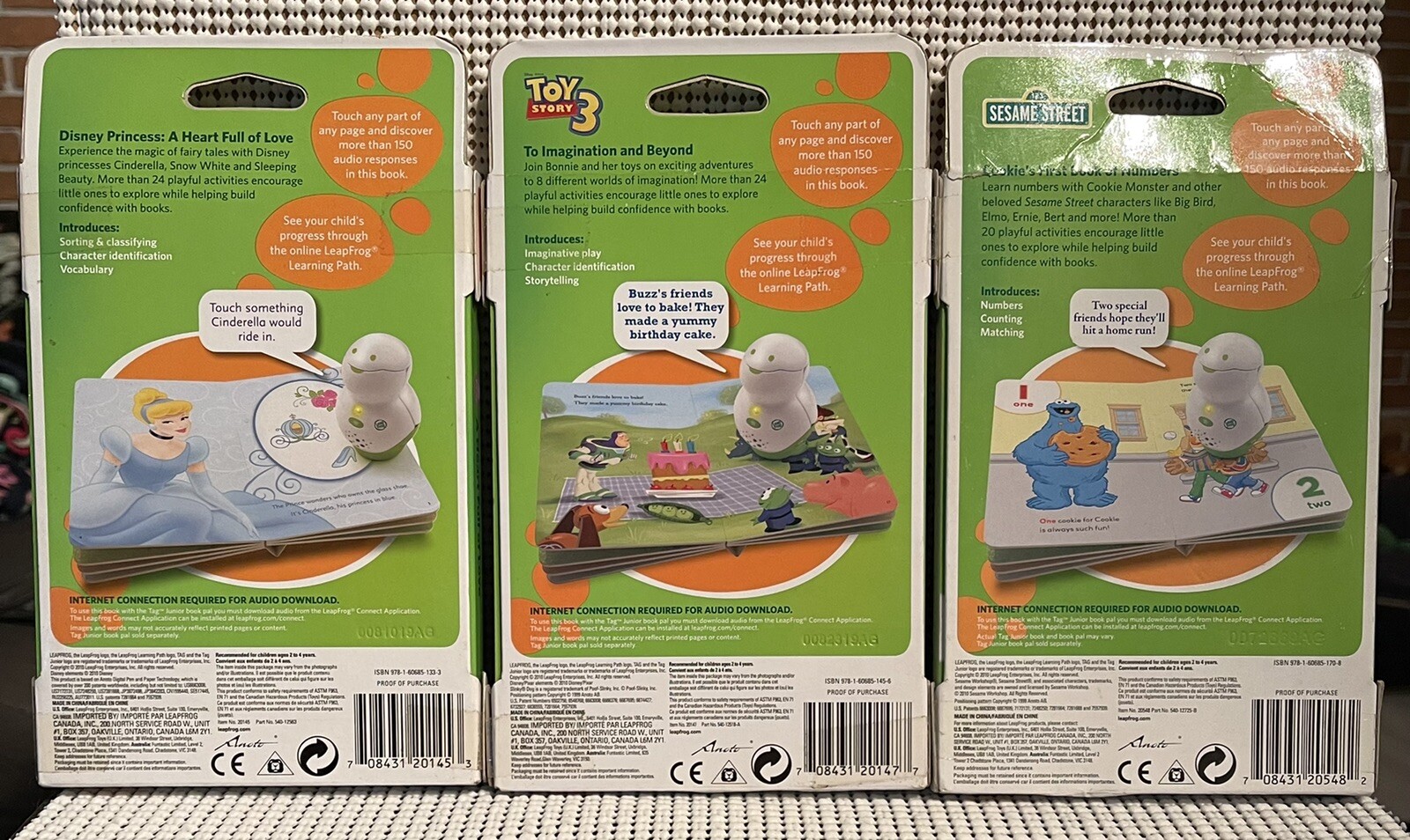 Set Of 3 LeapFrog Tag Junior Reader Books – Disney – TOY STORY – Sesame Street