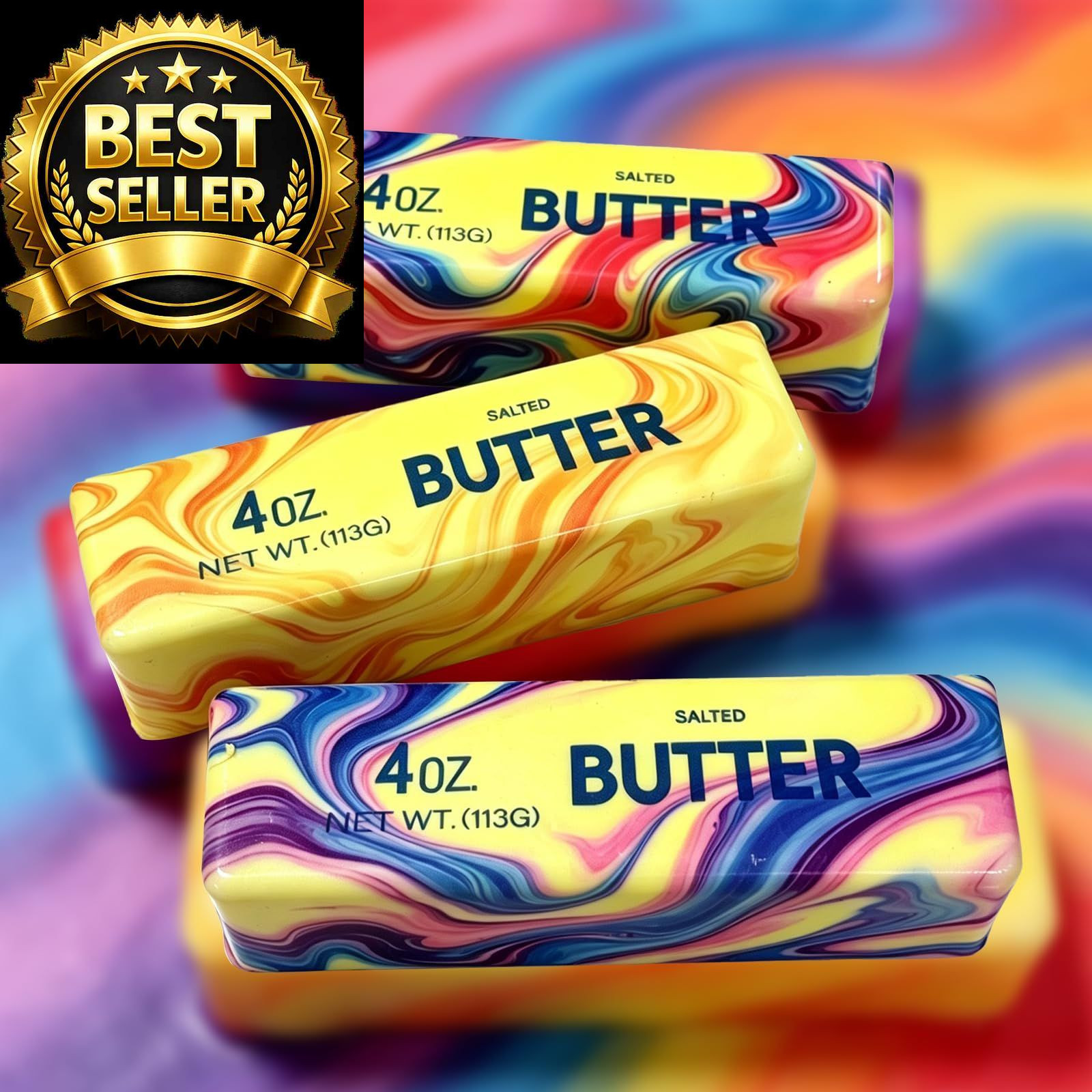 Butter Stick Fidget Toy, Slow Rebound Cute Squeeze Colourful-2pcs-a