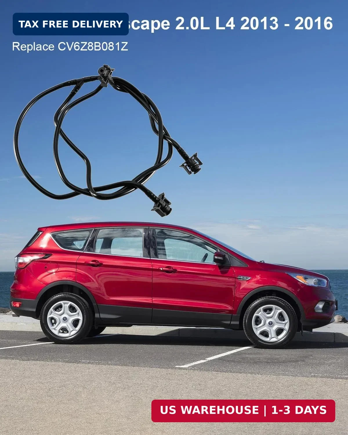 Upper Coolant Reservoir Hose Fit for Ford Escape 2.0L L4 2013 2014 2015 2016, En