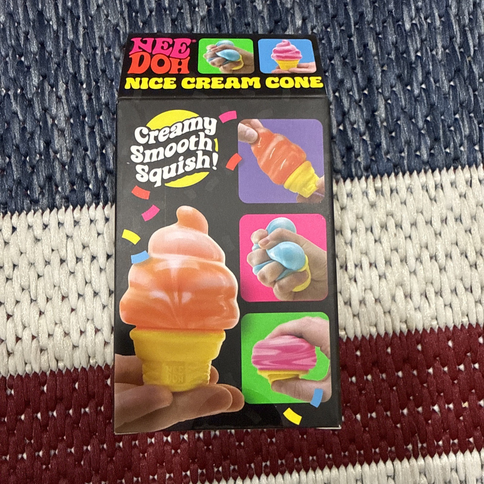 Nee Doh Nice Ice Cream Cone Creamy Smooth Squish Squeeze Ball Orange