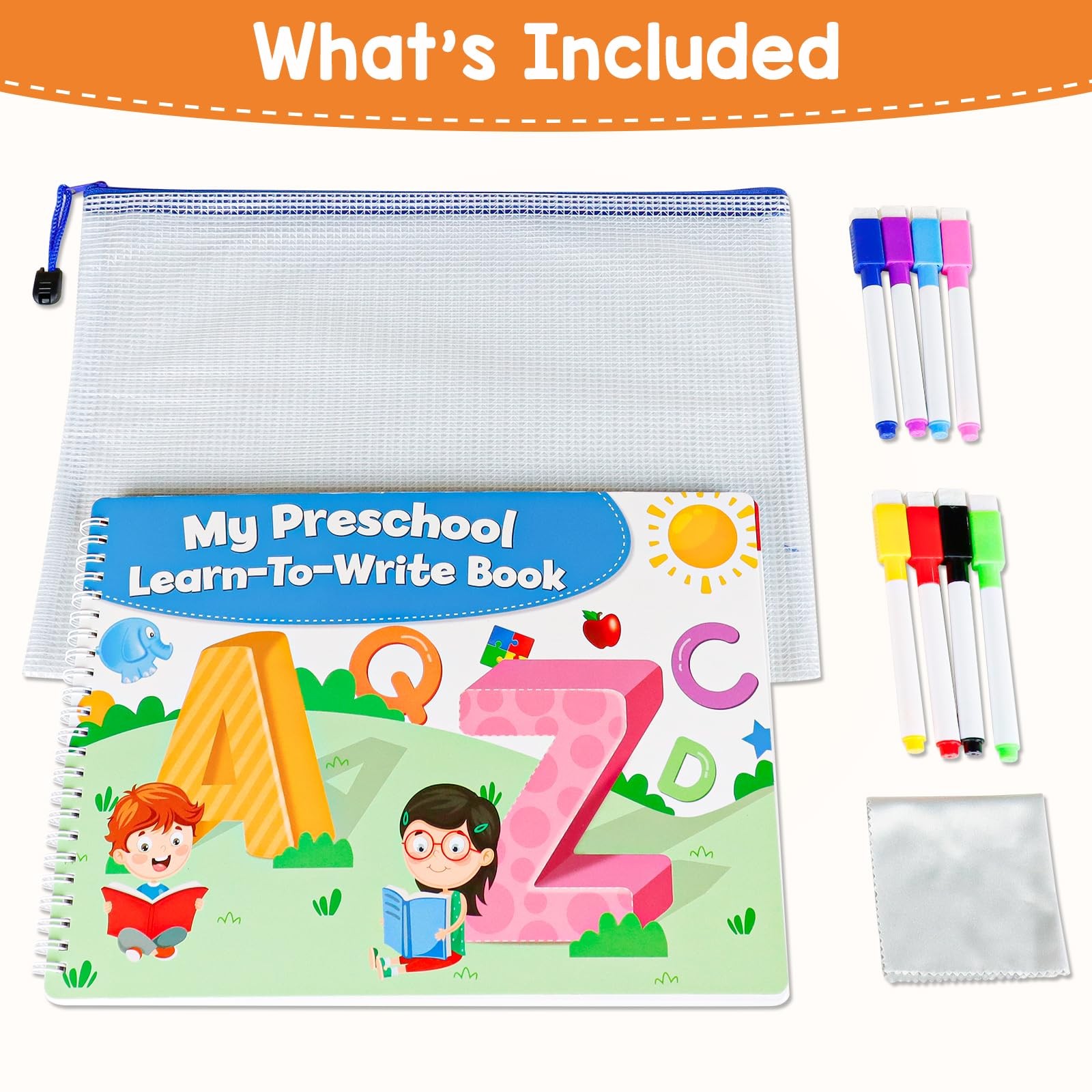 Preschool 8 inches x 12 x 0.5 inches, White, Blue, Green, Yellow, Red