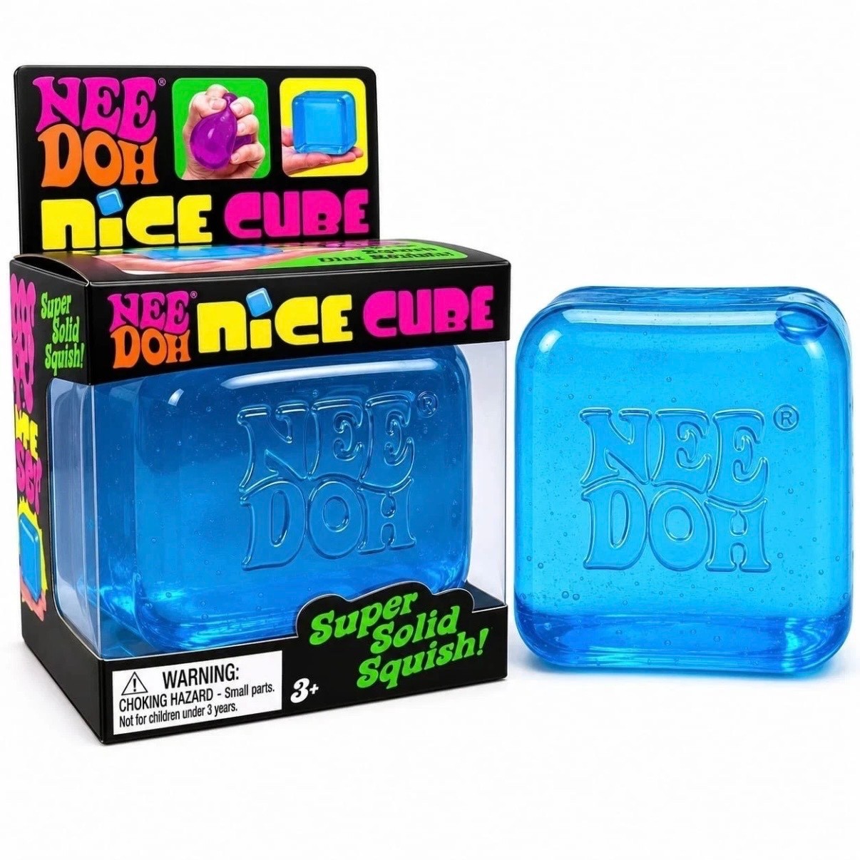 Nee Doh Nice Cube – Super Solid Squish! (Blue, Purple, Pink) New
