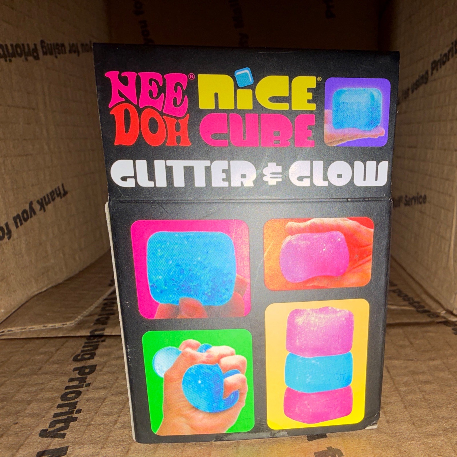 Viral! Hard to find! NeeDoh Nice Cube Glitter & Glow in Purple