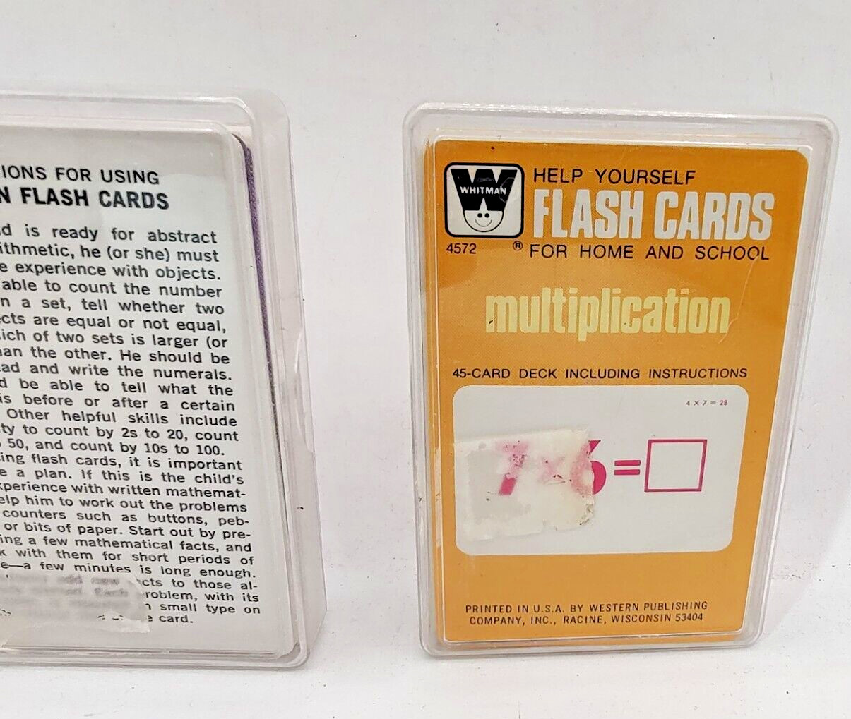 Vtg Whitman Flash Cards Multiplication Division Complete Plastic Cases Lot of 2