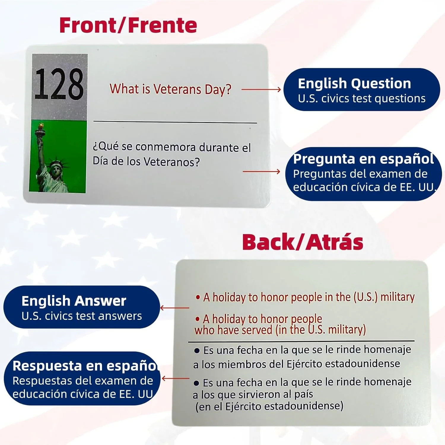 US Citizenship Flash Cards 2026 – All 128 Questions & Answers – English & Spanis
