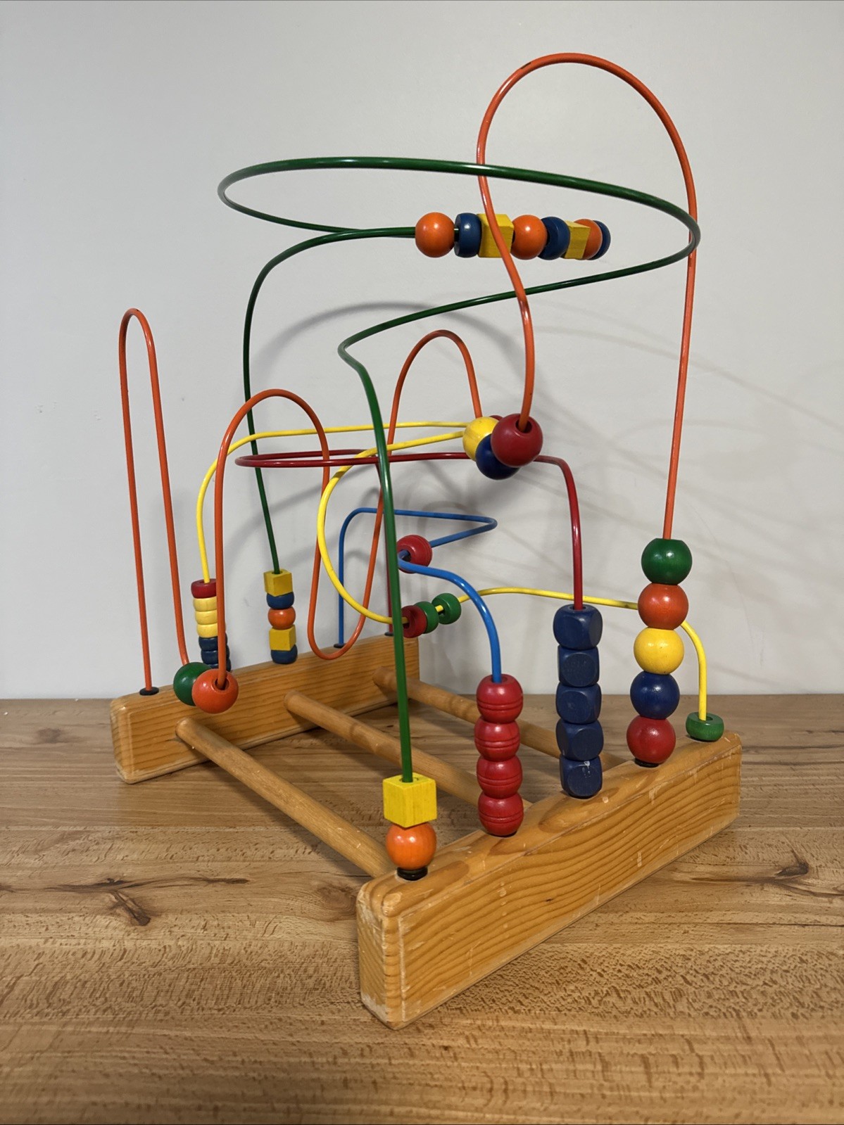 Vintage Anatex Large Educational Rollercoaster Bead Maze Metal & Wood 15x13x21