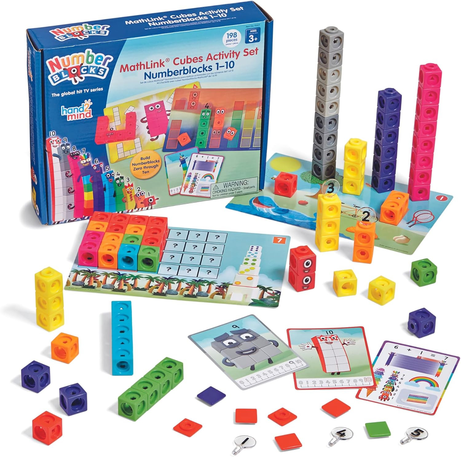 Hand2Mind Mathlink Cubes Numberblocks 1-10 Activity Set, 30 Preschool Learning A