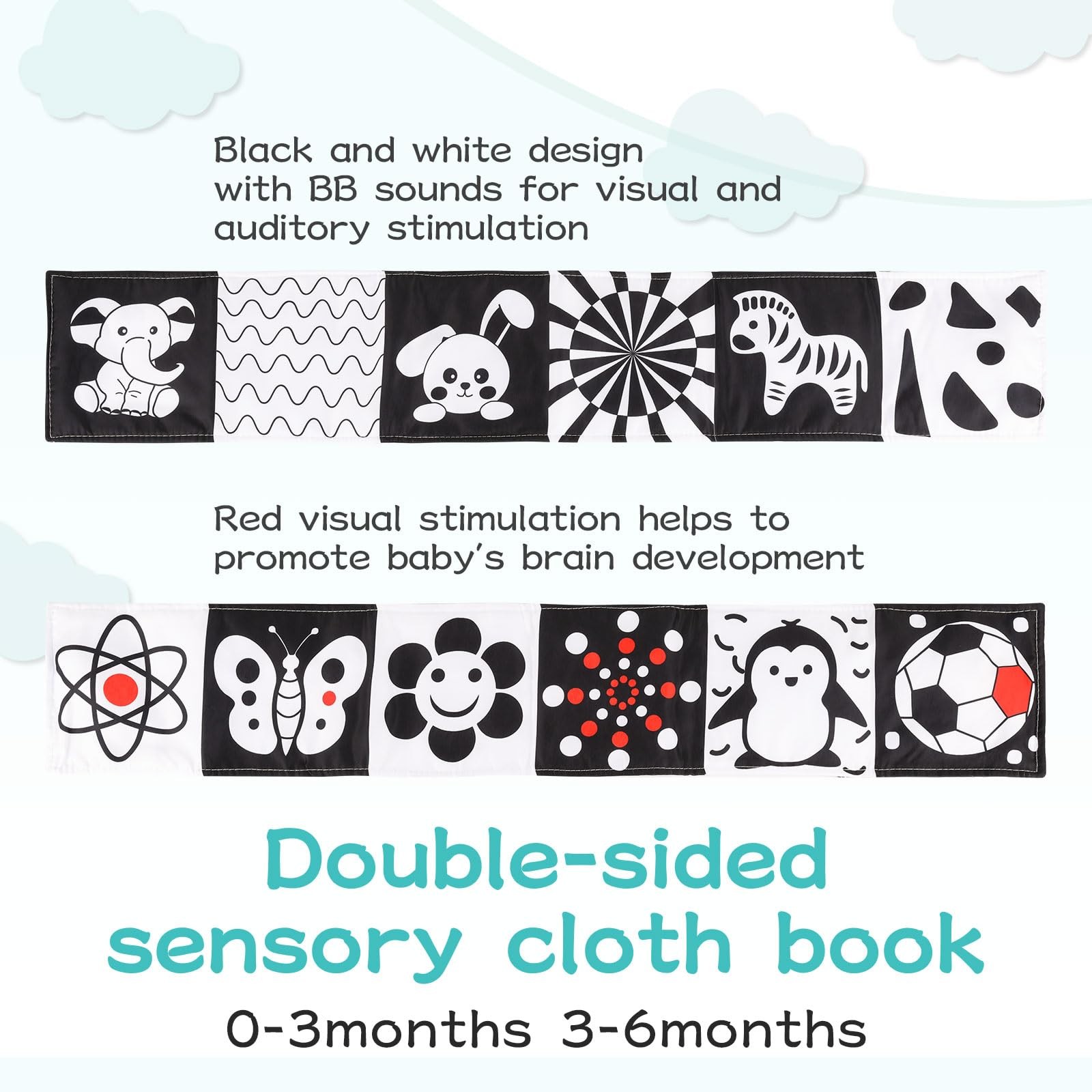 AJsupojouet High Contrast Black and White Baby Toys FOX,