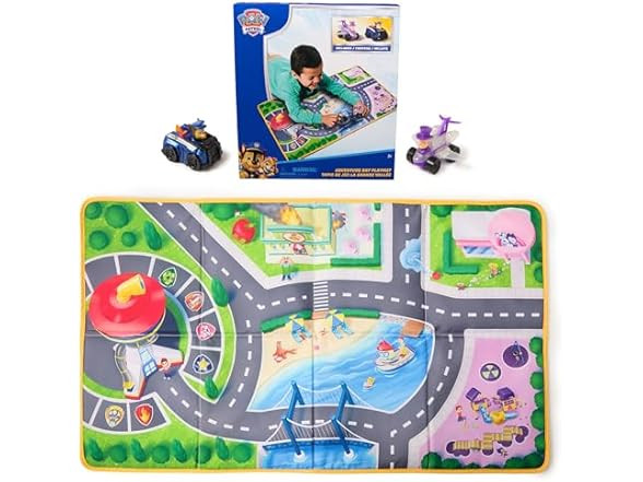 PAW Patrol Pup Squad Adventure Bay Playmat, 33-Inch Foldable Mat Chase Humdinger