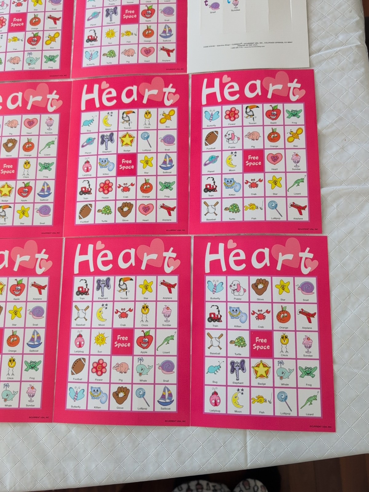 Heart Bingo By Current, 18 Cards And Letter Cards, Unused