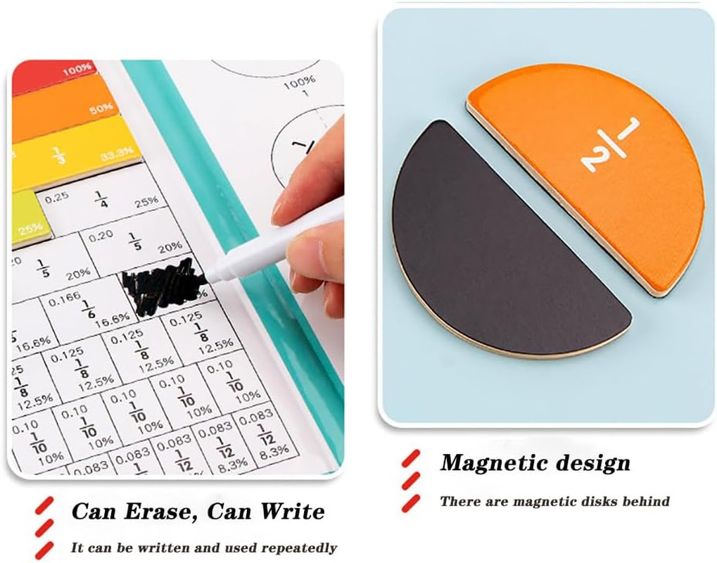 Magnetic Fraction Educational Puzzle Fraction Tiles and Circles, Equip Magnetic