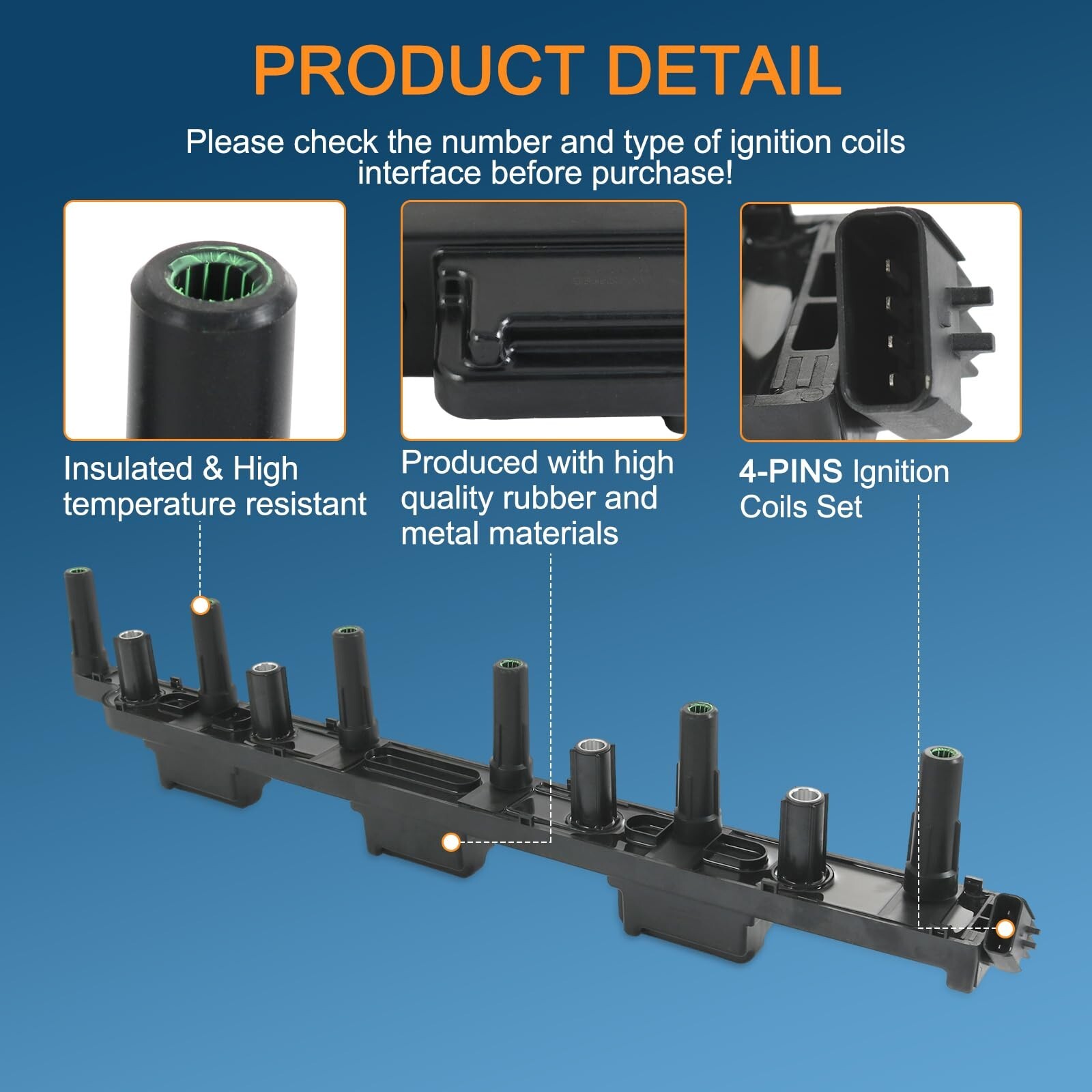 Set of 6 Ignition Coil Pack Compatible with Jeep Cherokee Grand Cherokee Wran…
