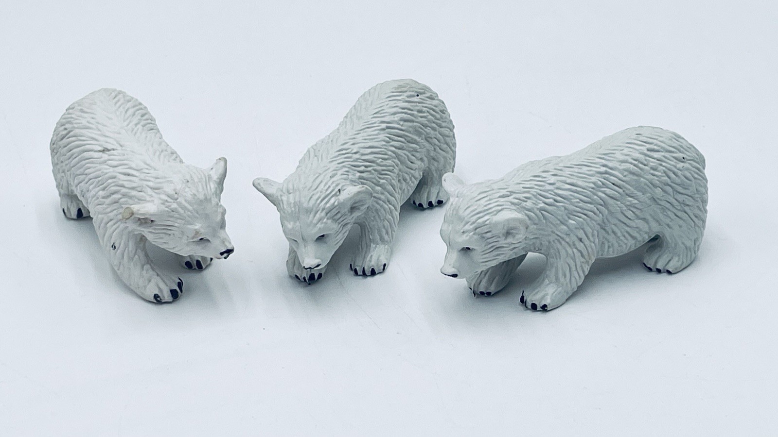 VTG Rubber Hard Plastic POLAR BEAR CUB Toy Figure Zoo Wild Animal Safari LOT – 3