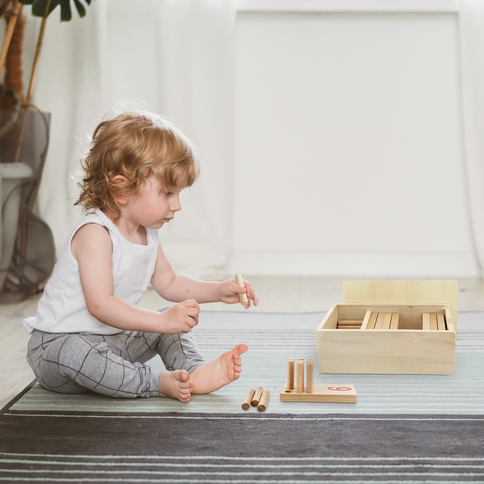 Acorn Baby Wooden Puzzle Box Set – Interactive Wooden Brain Teaser Peg Toy Box