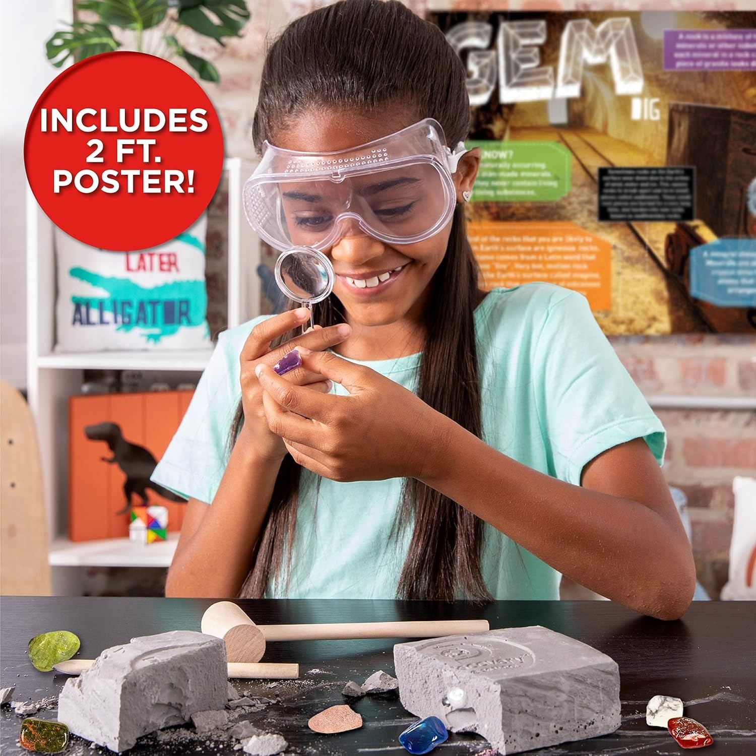 Kids Gemstone Dig Stem Science Kit by , Excavate, Dig & Reveal 11 Real Gemsto…