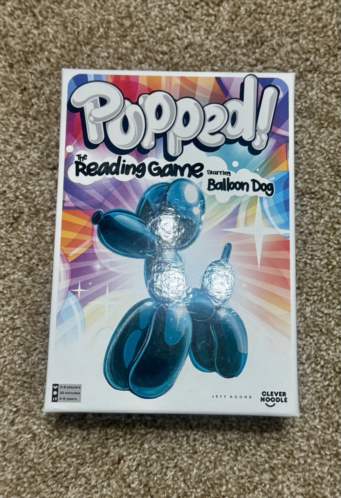 Clever Noodle Popped! The Reading Game Balloon Dog Cards Ages 4-9 Alphabet