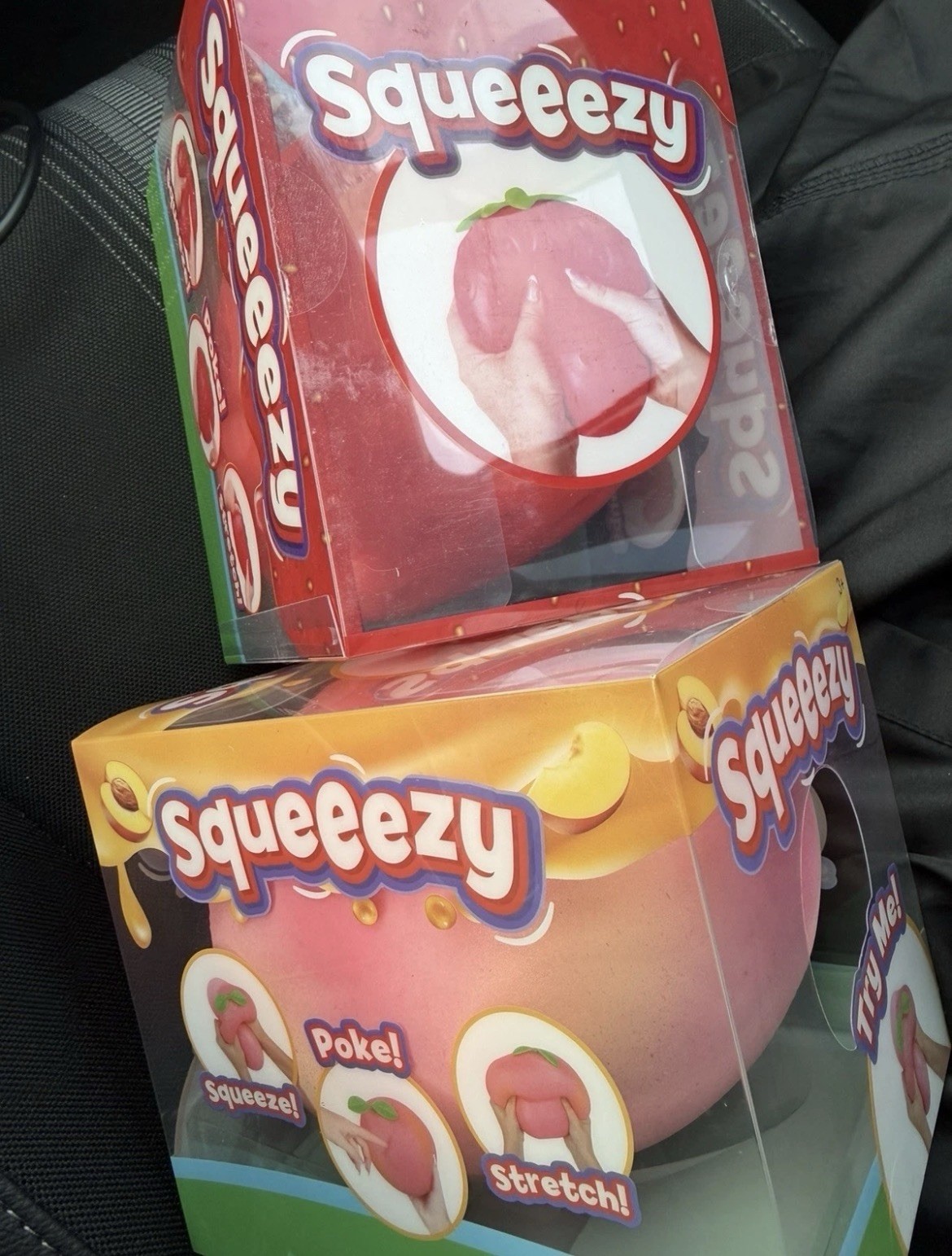 Squeezy Strawberry Peach Tactile Squeeze Toy Red Pink 3+ 3-4 Years