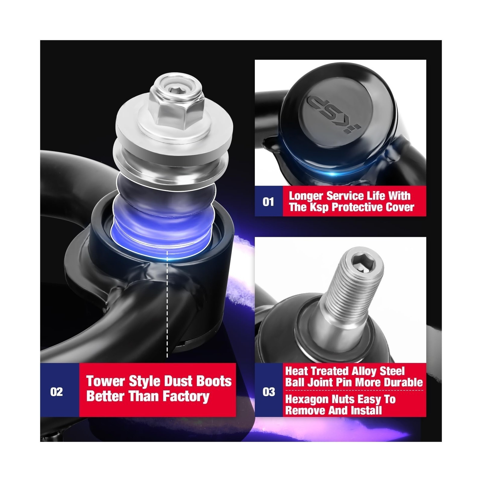 Adjuatable,With Flexible Ball Joint,Vehicle Specific Fit 2-4″ Upper Control Arms