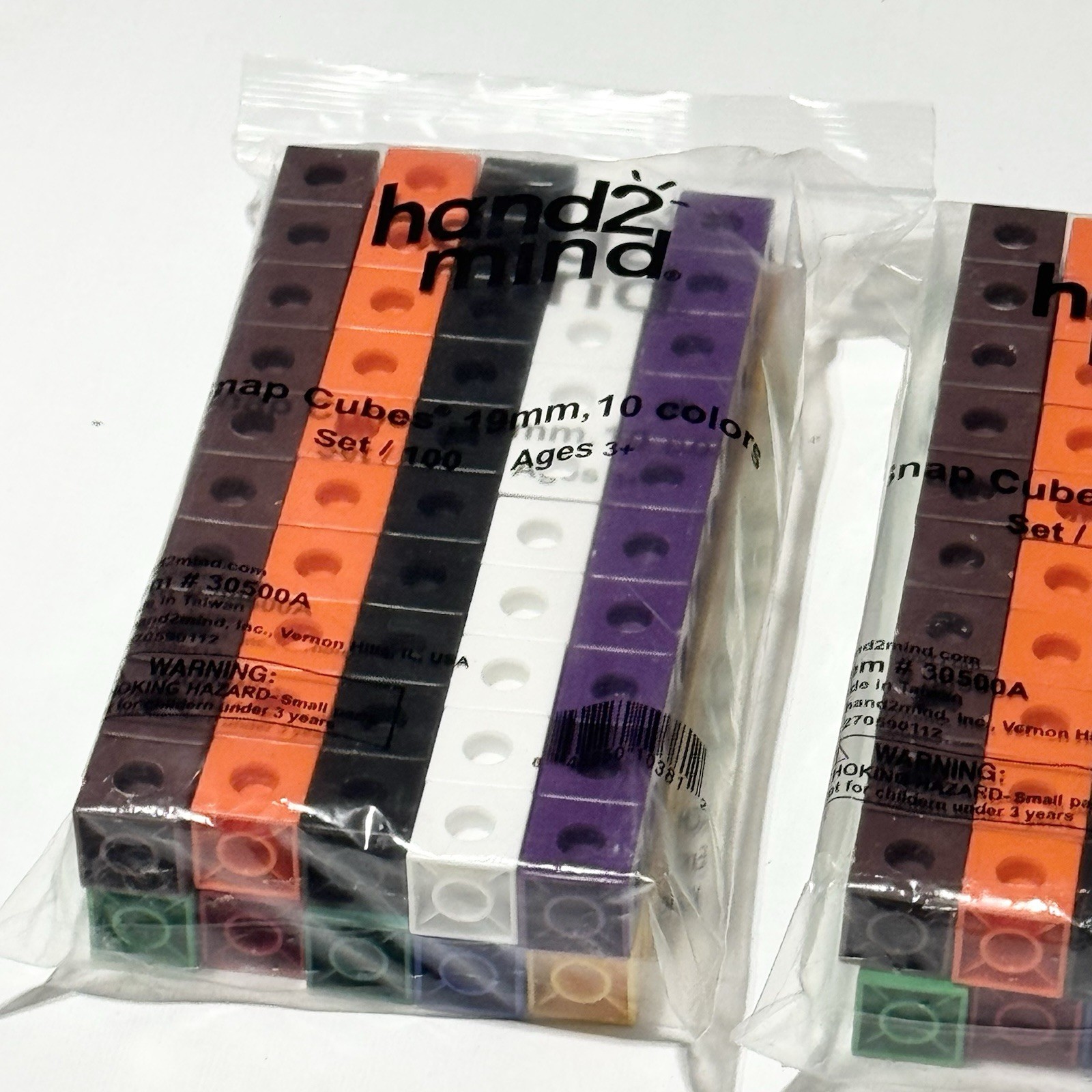 ETA Hand 2 Mind Snap Cubes #30500A Math Manipulatives 100/set 10 Colors Lot of 3