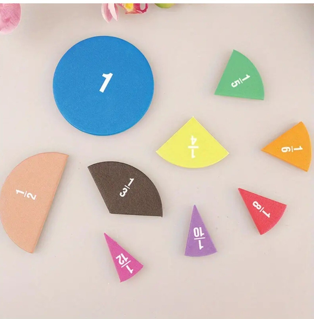 51pcs Montessori Math Fractions Learning Aid Circular Tool Colorful Tool