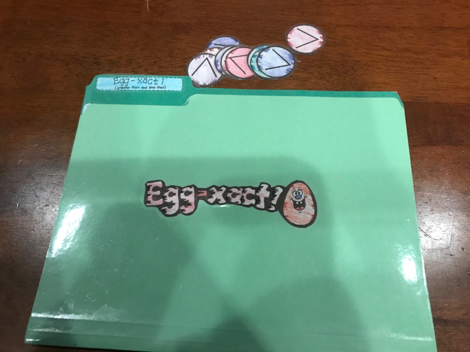 Egg-xact! Greater than less than 2nd grade math file folder game teacher