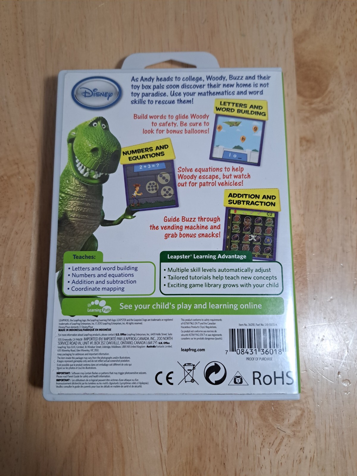 5 Leapster Disney Cars,Toy Story3,Ratatouile,The princess the frog,Tangle Games