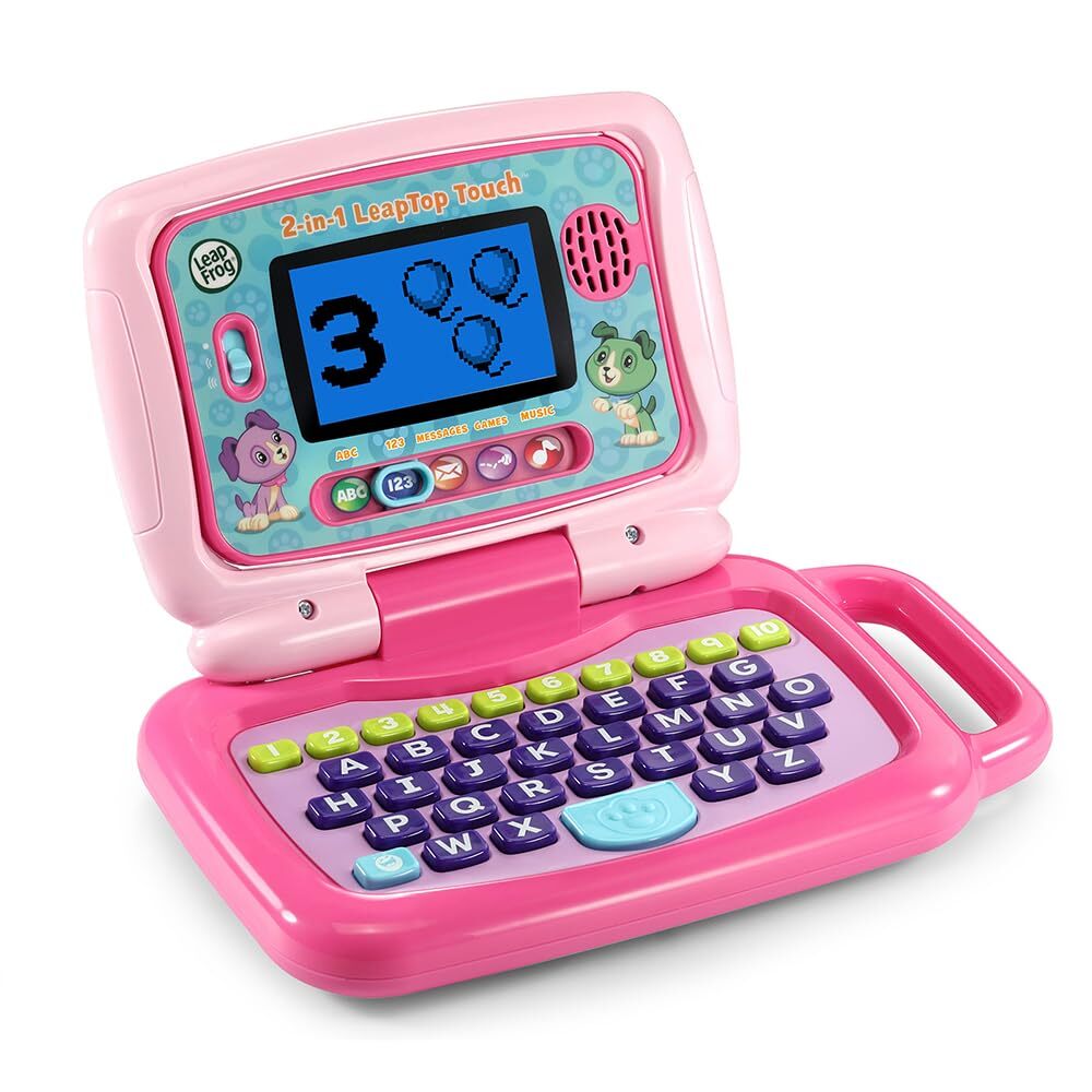 Pink 2 in 1 Electronic Learning Toy Laptop and Tablet for Kids Ages 2 and Up