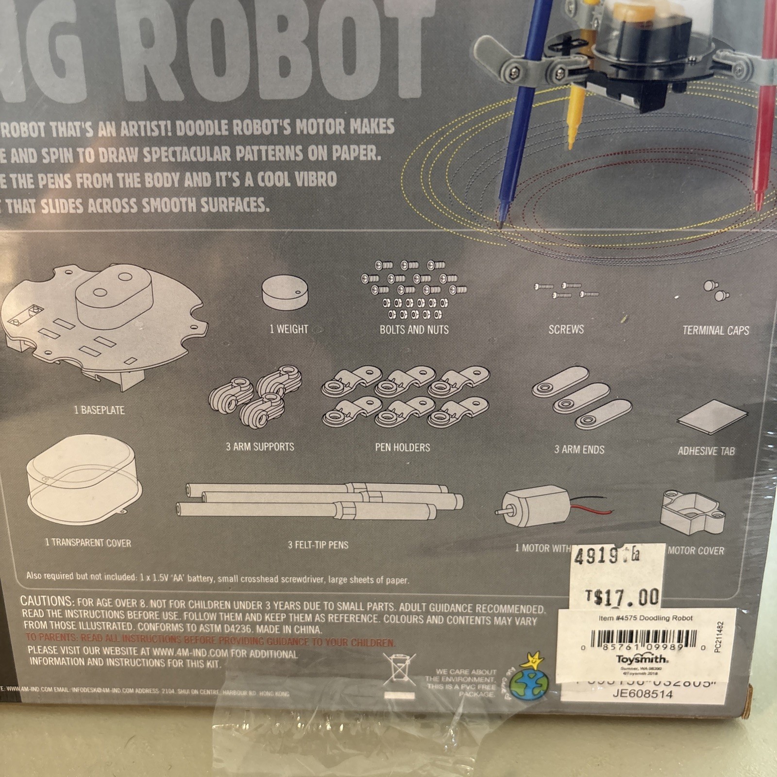 4M KidzRobotix Doodling Robot DIY Science Engineering Robotics SEALED New Kit