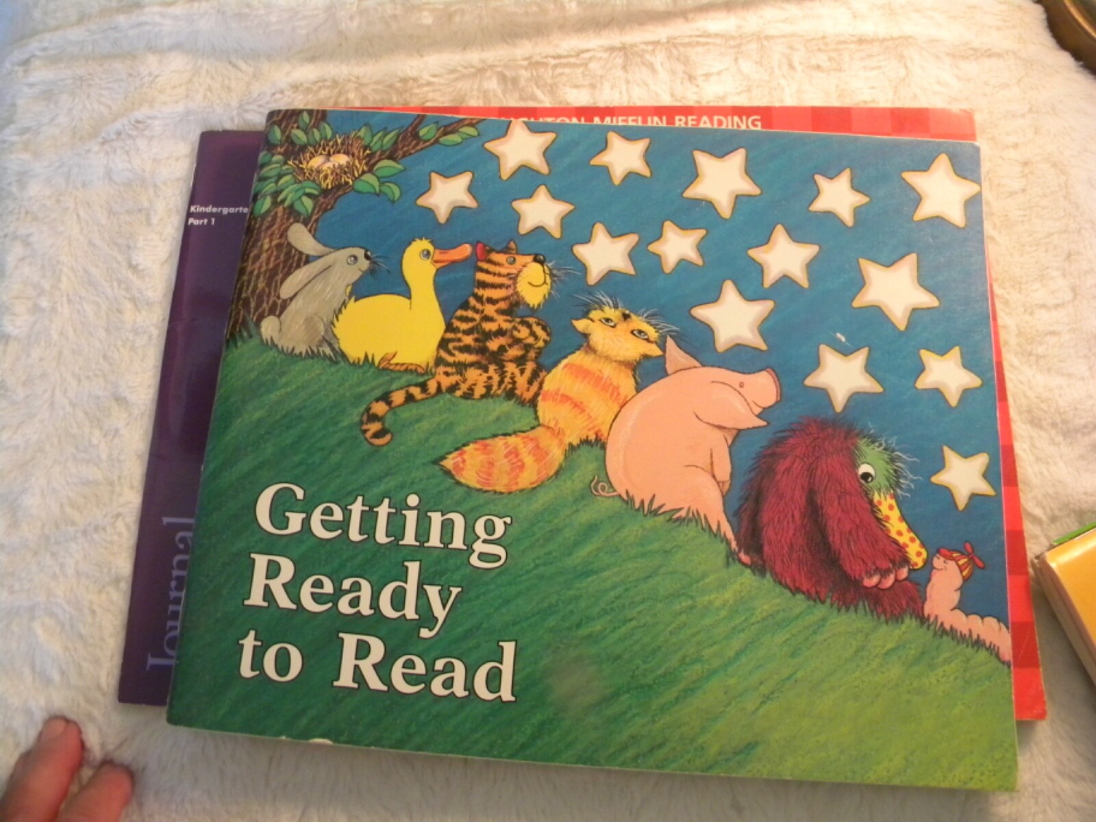 vintage Houghton Mifflin Getting Ready to Read 71 plastic toys, 6 wkbks, letters