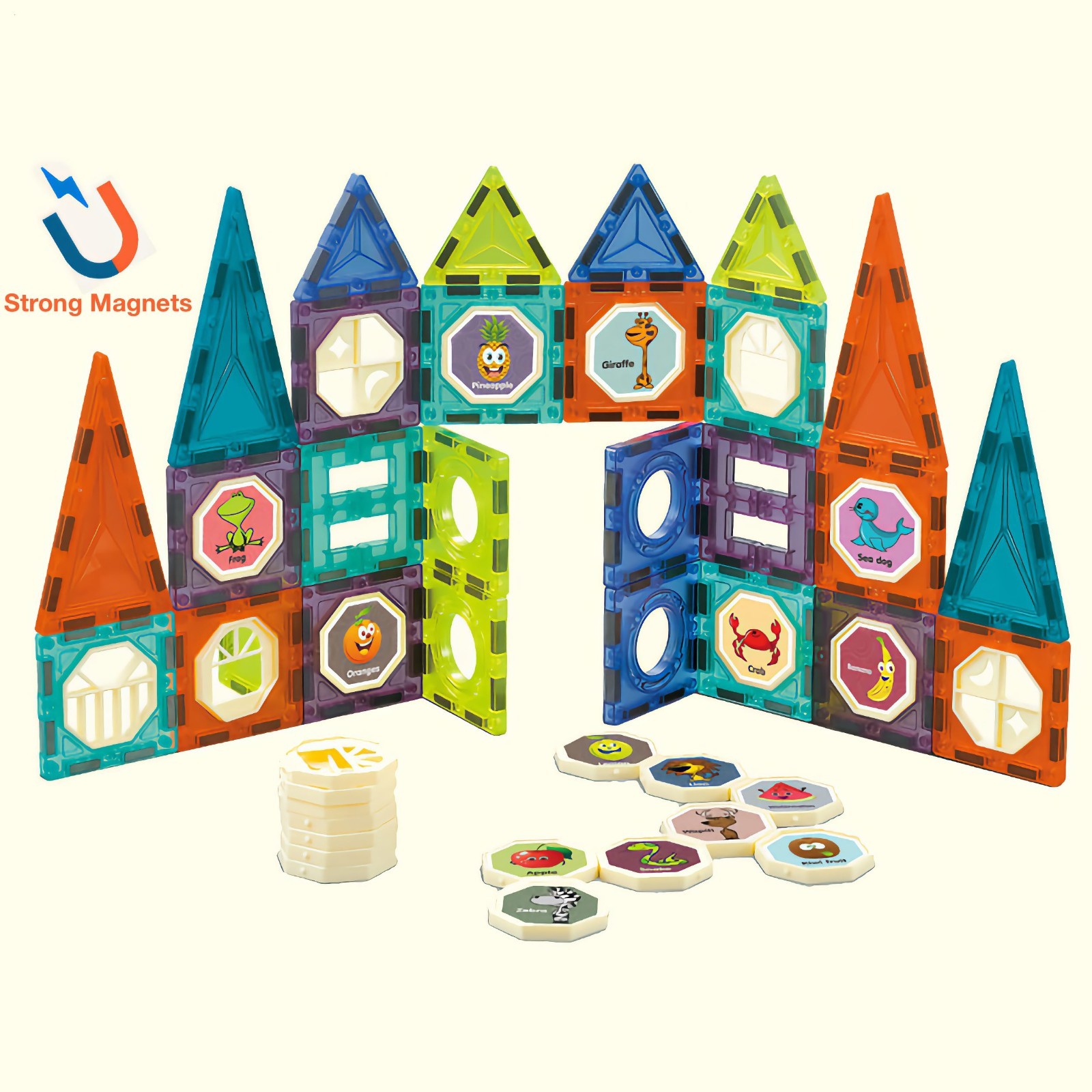Glowing Magnetic Marble Run Glow in The Dark 150 Magnetic Tiles Building Blocks
