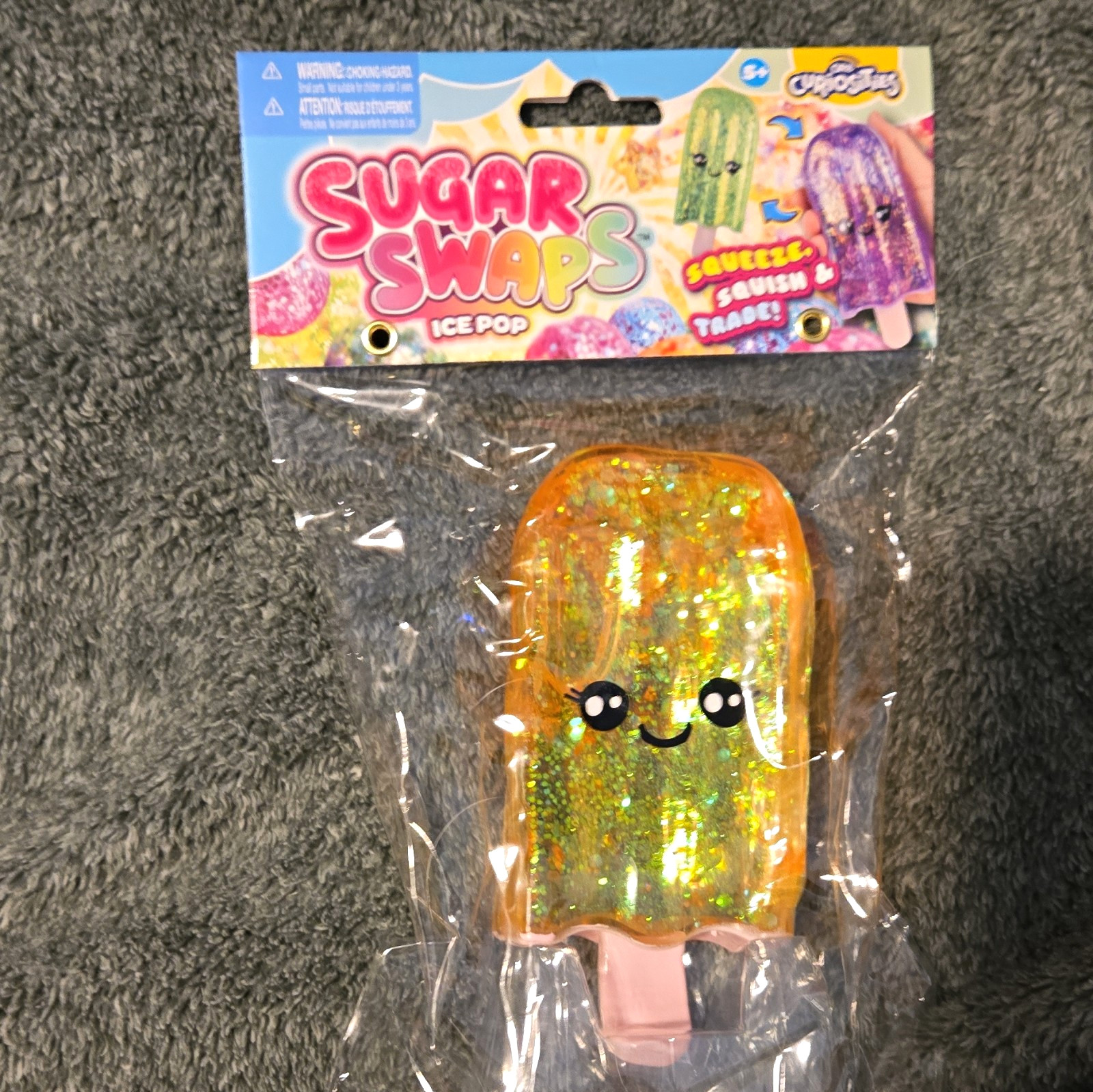 ORB Sugar Swaps Ice Pop Squeeze Squish & Stretch Toy, Orange Gold Glitter
