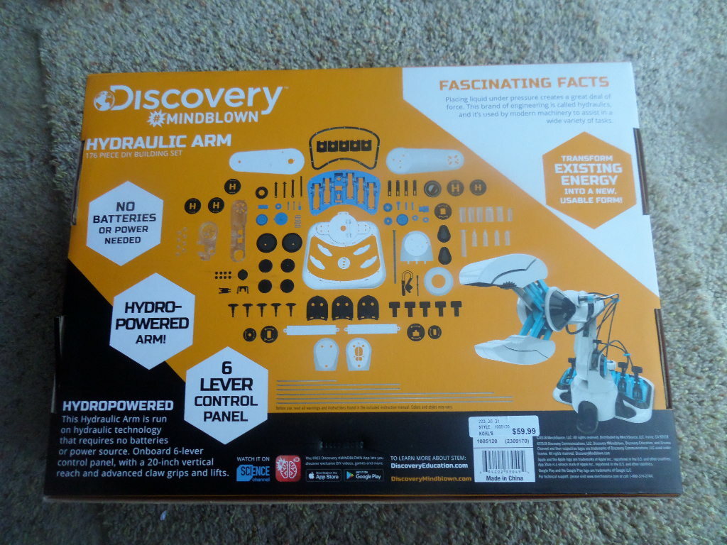 Discovery # Mindblown Kids 176 Piece Hydraulic 6 Lever Control Robotic Arm Toy