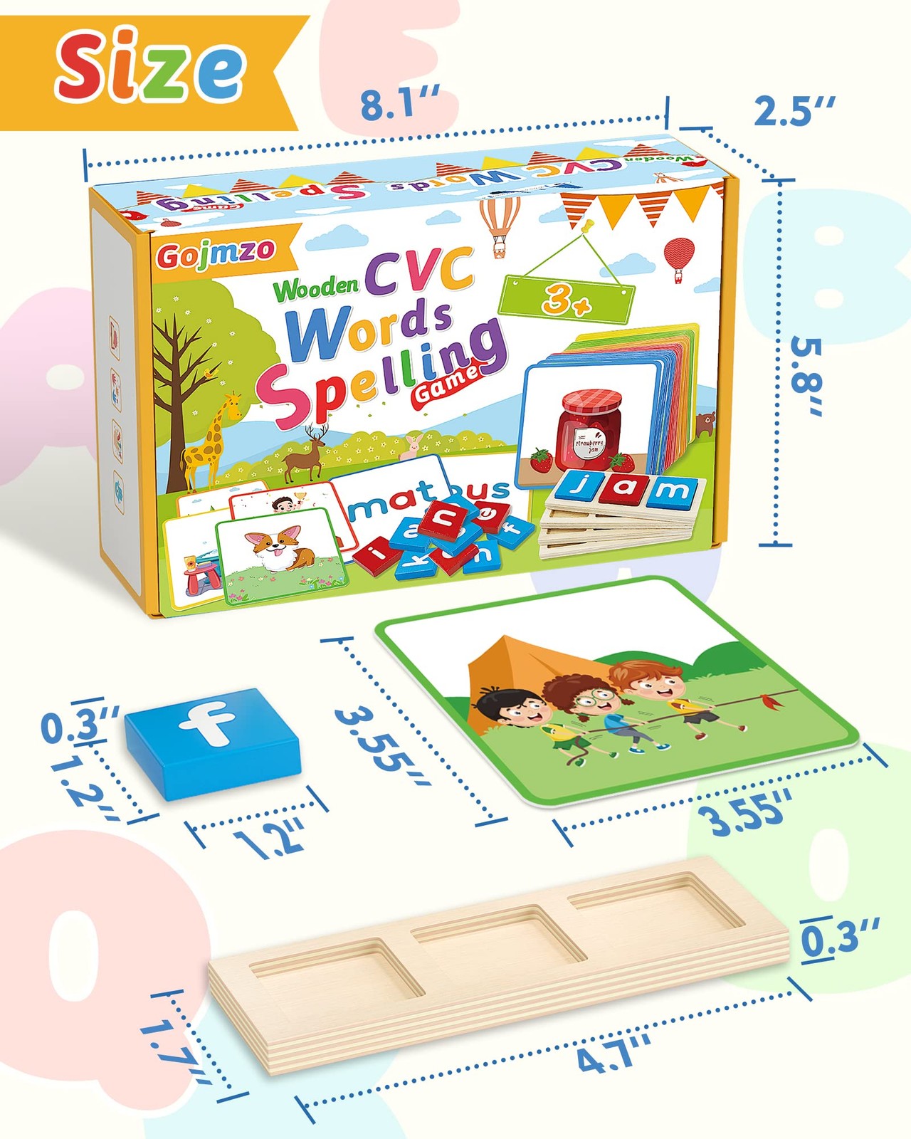 Wooden CVC Word Spelling Games, Montessori Educational Learning Toys Gifts fo…