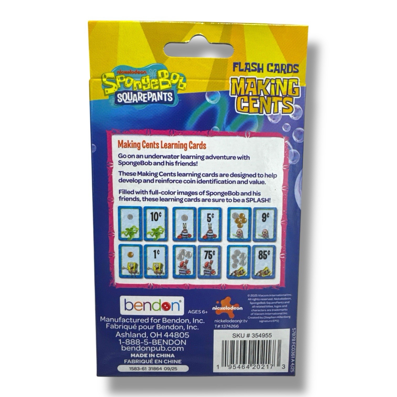 SpongeBob SquarePants “Making Cents” 36 Learning Flash Cards Nickelodeon *NEW*