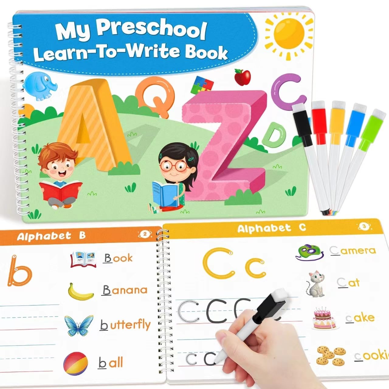 Preschool 8 inches x 12 x 0.5 inches, White, Blue, Green, Yellow, Red
