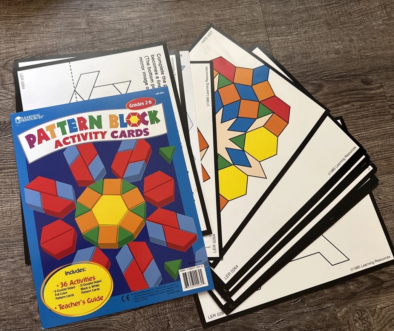 Learning Resources Pattern Block 36 Activity Cards: Grades 2-6 w/Teachers Guide