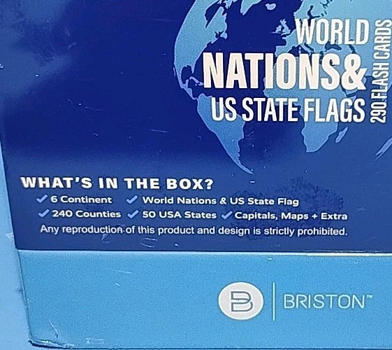Flash Cards World Nations & US State Flags – 290 Geography Flashcards Kids Teens