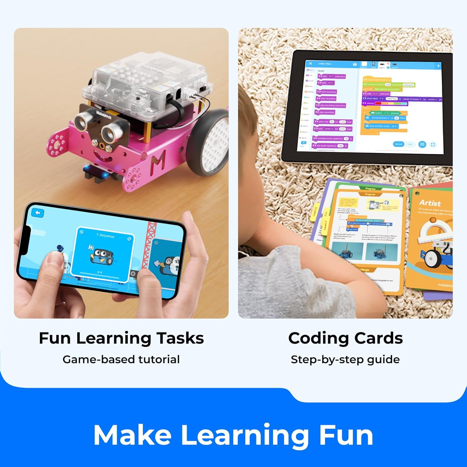Mbot Robot Kit, STEM Projects for Kids Ages 8-12 Learn to Code with Scratch Ardu