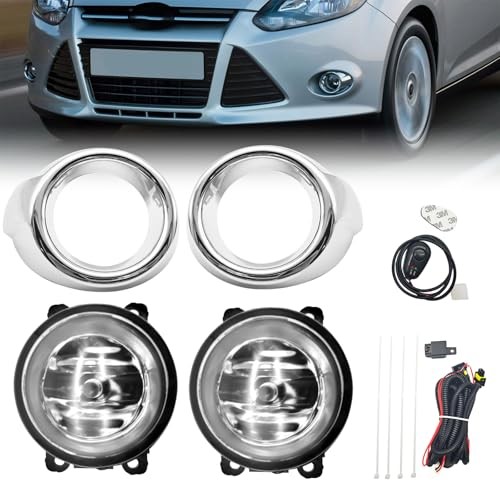 Fog Lights Compatible With 2012 2013 2014 Ford Focus Chrome bezel