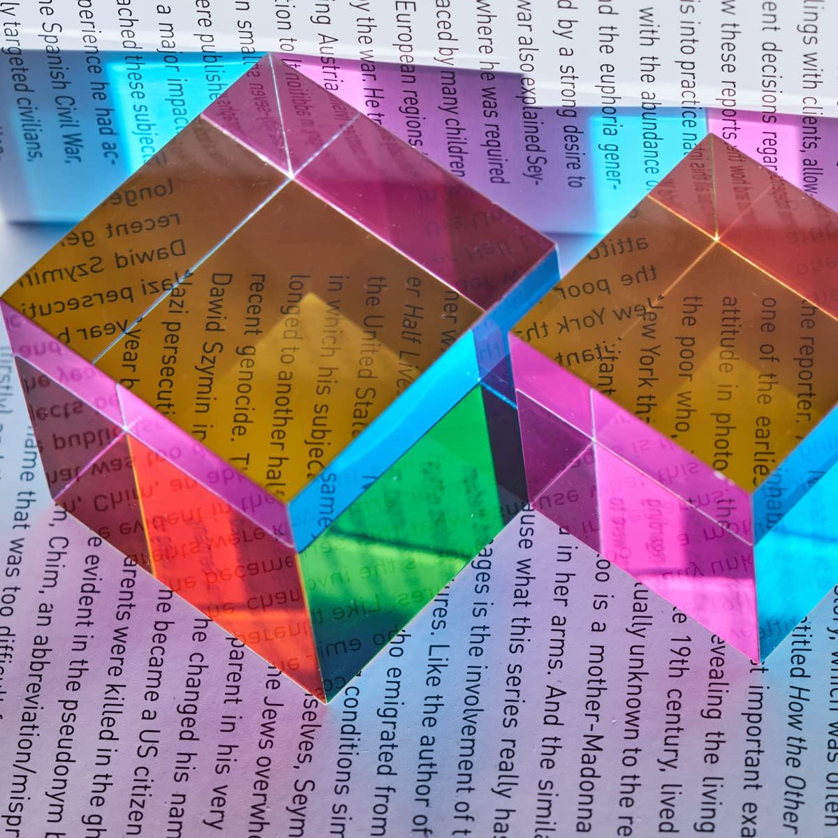 CMY Color Cube, 2.0 Inch Acrylic Mixing Color Cube Prism for Physics