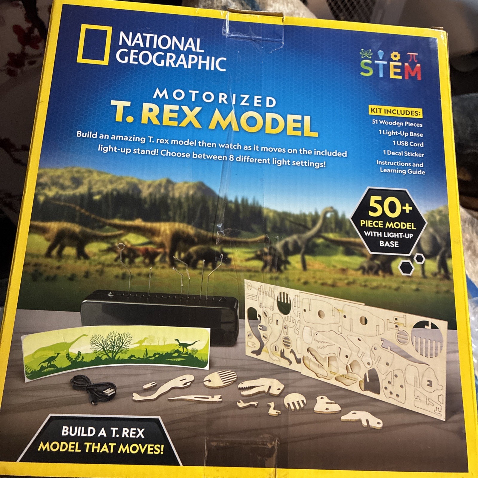 National Geographic Blue Marble STEM Motorized T. Rex Model, Moves,Light-up Base