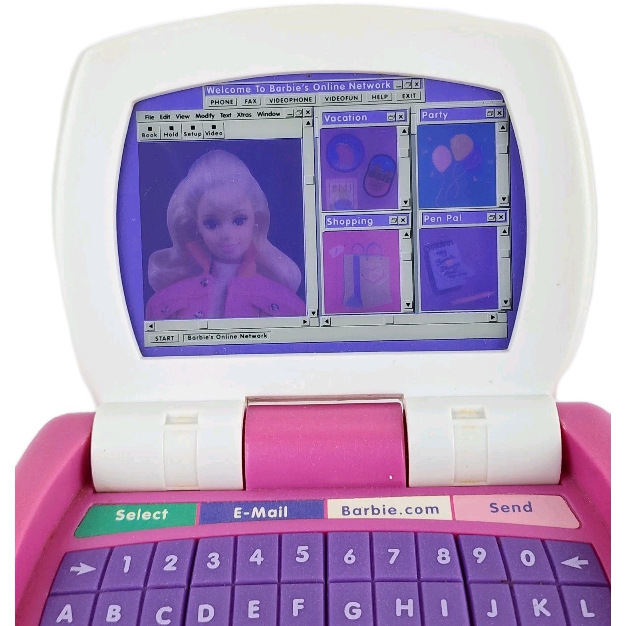 Barbie Online Talking Laptop Computer Toy Vintage 1999 Works Lights Up Talks