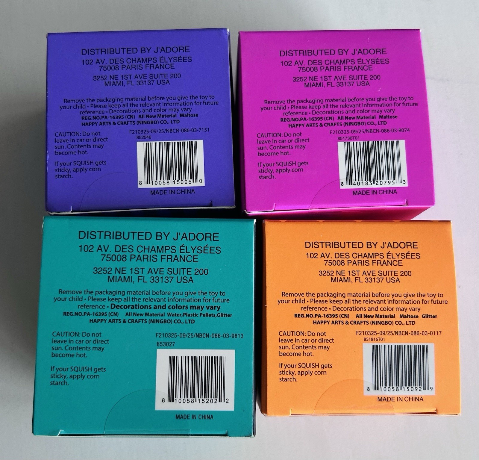 RARE J’adore Super Duper Squishy 4-Pack Diamond, Glow, Cube, Gum Droppable
