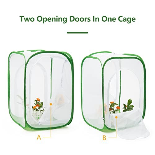 RESTCLOUD Butterfly Habitat Cage, Pop-up Insect Mesh Enclosure, 15.7×15.7×24 Inc