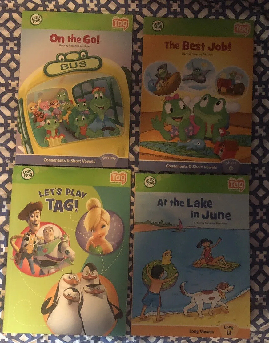 LeapFrog Book Lot TAG Leap reader 3 Books Plus Sample Book Consonants & Vowels