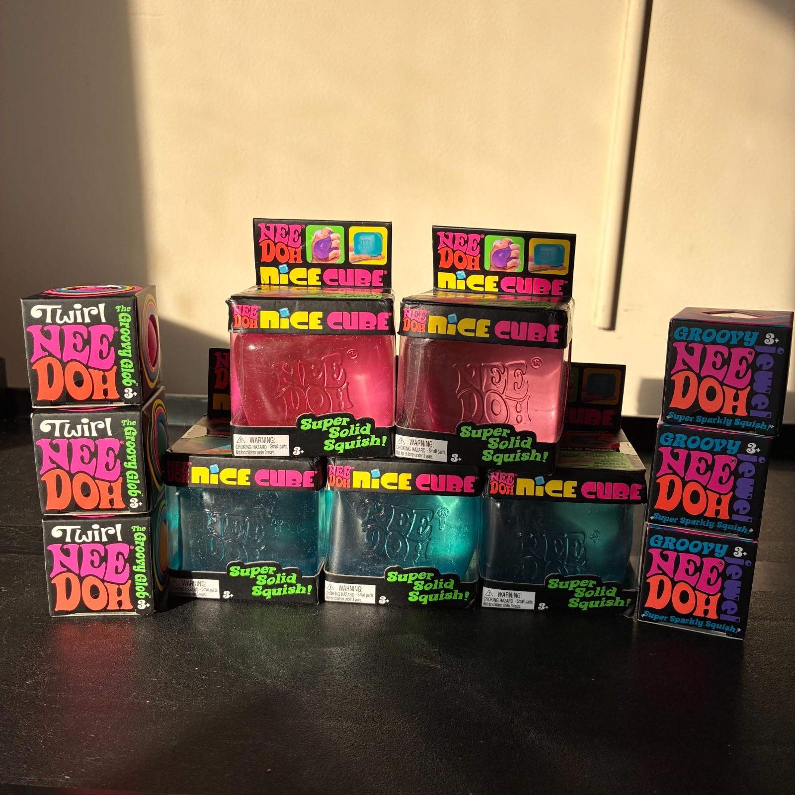 NeeDoh Schylling Bundle Lot 11 Nice Cube, Groovy, Twirl Mini Squishy Fidget New