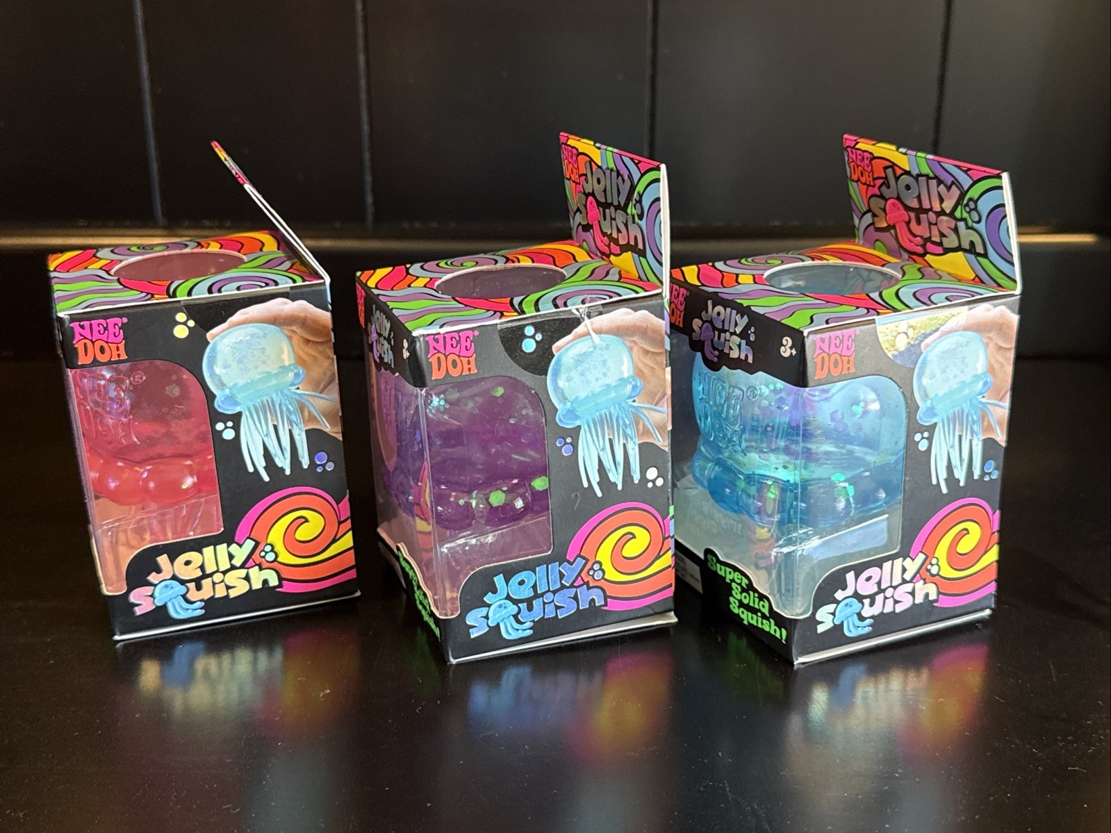 NeeDoh Jelly Squish Jelly Fish- Set of all 3 colors. pink, purple, blue- RARE